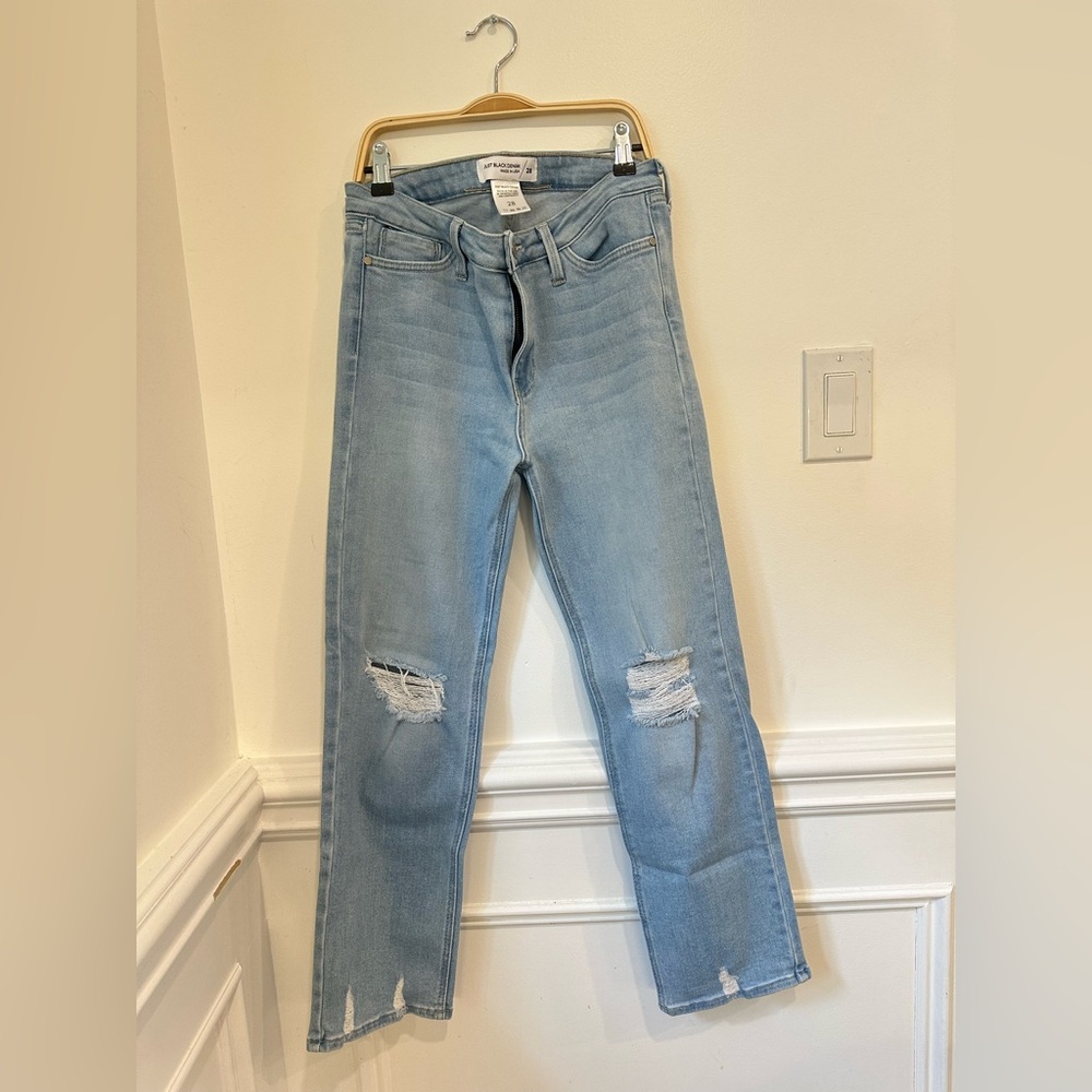 Just Black Blue Straight Leg Jeans with Distressed Details